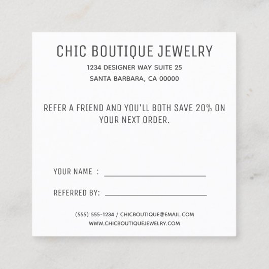 Référencement Moderne Référer une carte de recommandation d'ami (Dos)