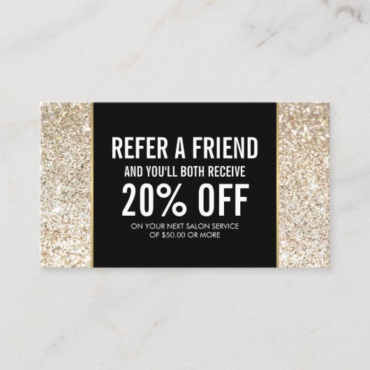 Référencement Parties scintillant d'or Champagne et carte de réf (Devant)