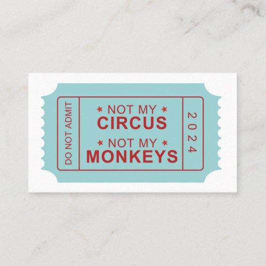 Référencement Pas mon cirque, pas ma carte de rappel des singes (Dos)