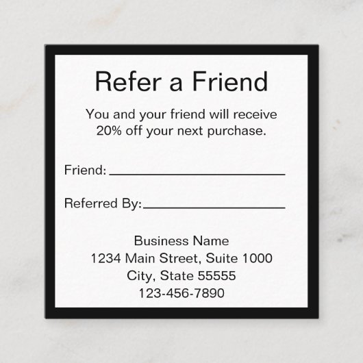 Référencement Référez une carte de recommandation d'ami noir et  (Devant)