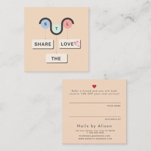 Référencement Simple Elegant Partagez l'amour Rustique Carte de (Devant / Derrière)