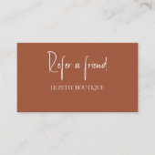 Référencement Stylish Terracotta Référer une carte de recommanda (Devant)