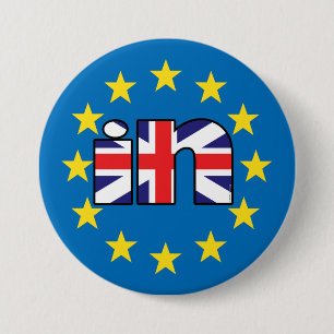 Referendum StrongerIn de vlag van het Verenigd Kon Ronde Button 7,6 Cm