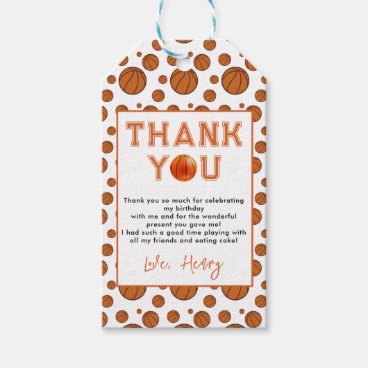 Referentie van het jaar 1 van de Basketball Cadeaulabel (Voorkant)