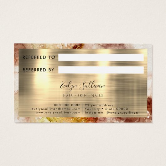 Referentie Waterverf bruin goud glitter Visitekaartje (Achterkant)