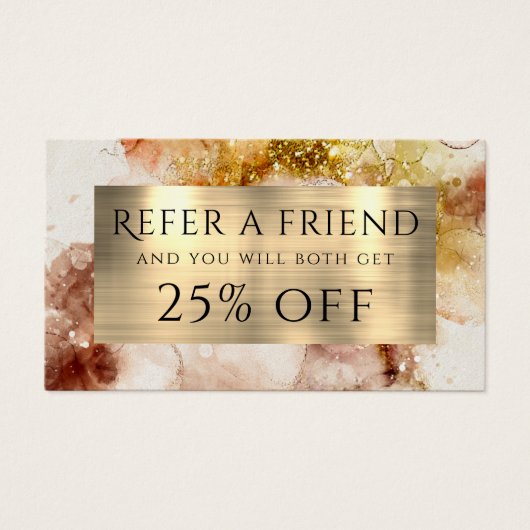 Referentie Waterverf bruin goud glitter Visitekaartje (Voorkant)