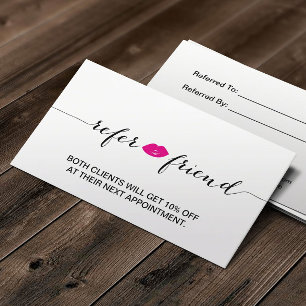 Referentiekaart Hot Pink Lips Beauty Salon Aanbevelingskaartje