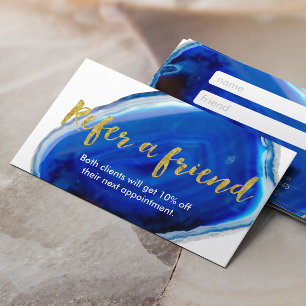 Referentiekaart Modern Blue Agate Stone Gold Scrip Aanbevelingskaartje