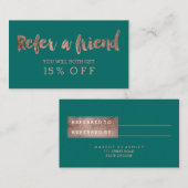 Referentiekaart modern roos goud typografie groen aanbevelingskaartje (Voorkant / Achterkant)