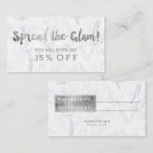 Referentiekaart moderne zilvertypografie marmer 2 aanbevelingskaartje (Voorkant / Achterkant)