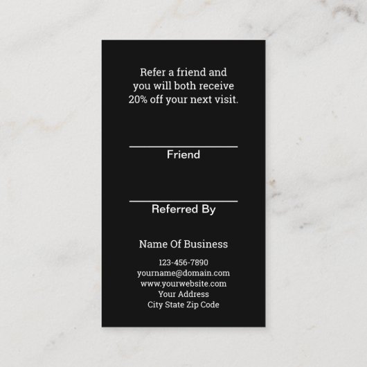 Référez Un Ami Carte de visite De Référence Profes (Dos)