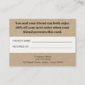 Référez un Carte de visite de remise ami (Dos)