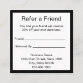 Référez une carte de recommandation d'ami noir et (Devant)