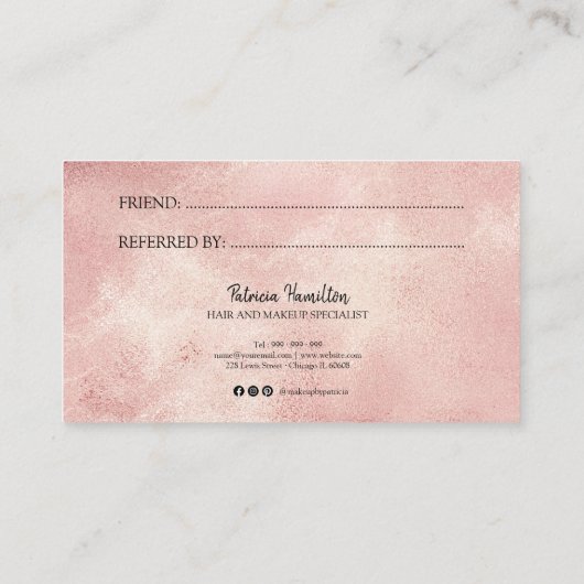 Référez Une Carte De Référence À Un Ami Élégant Et (Dos)