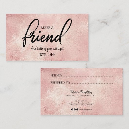 Référez Une Carte De Référence À Un Ami Élégant Et (Devant / Derrière)