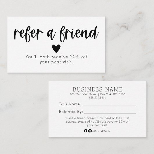 Référez Une Carte De Référence De Salon D'Ami (Devant / Derrière)