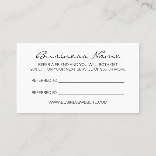 Référez-vous un carte de visite floral (Dos)