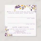 Référez-vous une carte florale pourpre de client (Dos)