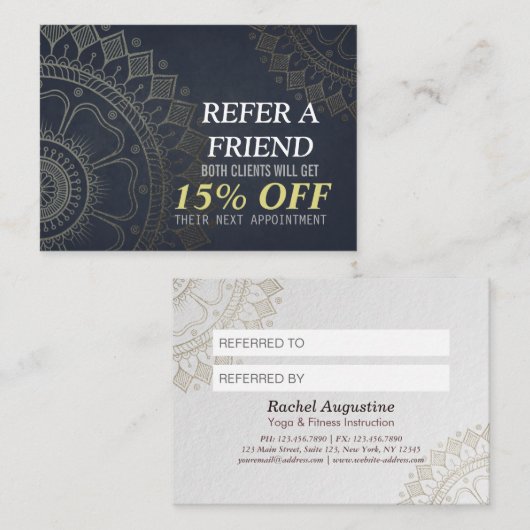 Referral Gold Mandala van YOGA Meditation Instruct (Voorkant / Achterkant)