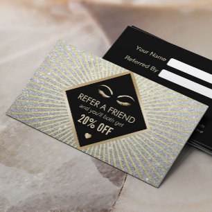 Referral-kaart Trendy Silver Glitter Beauty Salon Aanbevelingskaartje