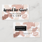 Referral-kaartglazen typografie lippen roos goudbo aanbevelingskaartje (Voorkant / Achterkant)