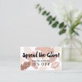 Referral-kaartglazen typografie lippen roos goudbo aanbevelingskaartje (Staand voorkant)