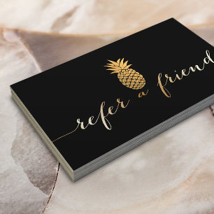 Referral kaartje Modern Gold Script en ananas