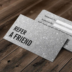 Referral kaartje Modern Silver Glitter Beauty Sa