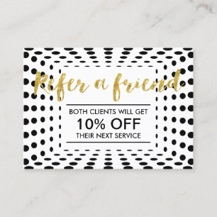 Referral kaartje Moderne Stippen Gold Script