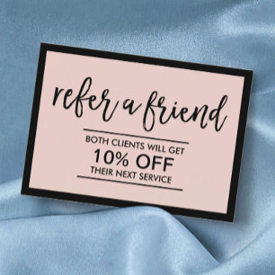 Referral kaartje Moderne zwarte Lijst Blush roze