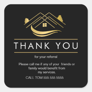 Referral onroerend goed Dank u wel zakelijk plein Vierkante Sticker