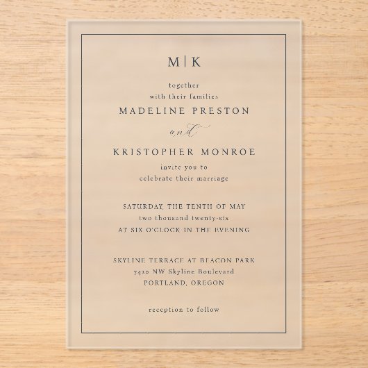 Refined Beige Calligraphy Invitation (Recto)