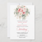 Refined Blush Floral Gold Wedding Invitation (Devant)