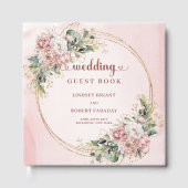 Refined Blush Pink Floral Greenery Wedding Guest Gastenboek (Voorkant)