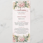 Refined Blush Pink Floral Greenery Wedding Program Programma (Voorkant)