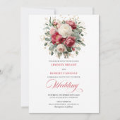 Refined Bohemian Ruby Red White Gold Invitation Kaart (Voorkant)