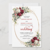 Refined Burgundy Boho Floral Wedding Invitation (Devant)