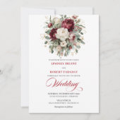 Refined Burgundy White Floral Wedding Invitation (Devant)