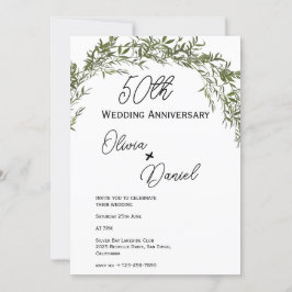 Refined Classic Greenery Wedding Anniversary Kaart