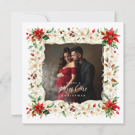 Refined Exquisite Floral Christmas Frame Photo Feestdagenkaart (Voorkant)