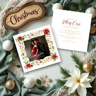 Refined Exquisite Floral Christmas Frame Photo Feestdagenkaart