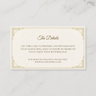 Refined Gold Frame Wedding Details Card Informatiekaartje