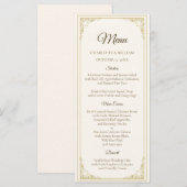 Refined Gold Frame Wedding Menu Card (Devant / Derrière)