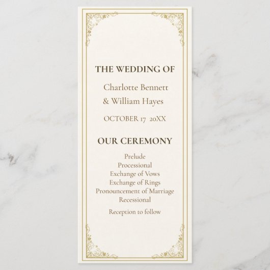 Refined Gold Frame Wedding Program Programma (Voorkant)