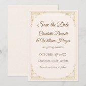 Refined Gold Frame Wedding Save the Date (Devant / Derrière)