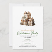 Refined Green And Gold Christmas Gifts Invitation (Devant)