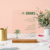 Refined Green Minimalist Beverage Menu Acryl Bord (Huwelijk)