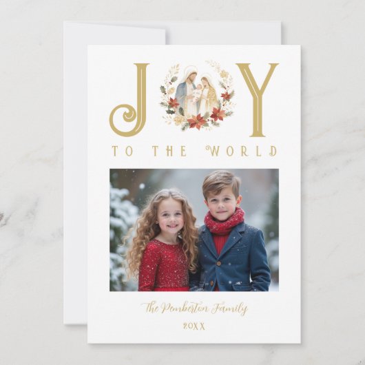 Refined Holy Nativity Joy To The World Quote Feestdagenkaart (Voorkant)