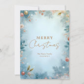 Refined Minimalist Light Blue and Gold Nordic Feestdagenkaart (Voorkant)