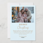 Refined Minimalist Light Blue and Gold Nordic Feestdagenkaart (Achterkant)